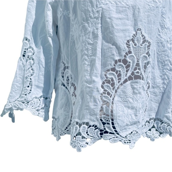 CYNTHIA ROWLEY White Blouse Button Back Small - Picture 5 of 6